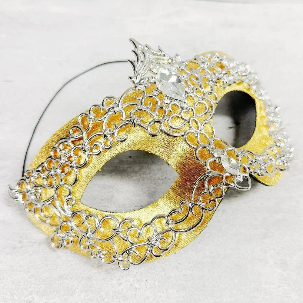 Share 2 in 1 gold mask, Masquerade party wedding, silver masquerade mask, Part
